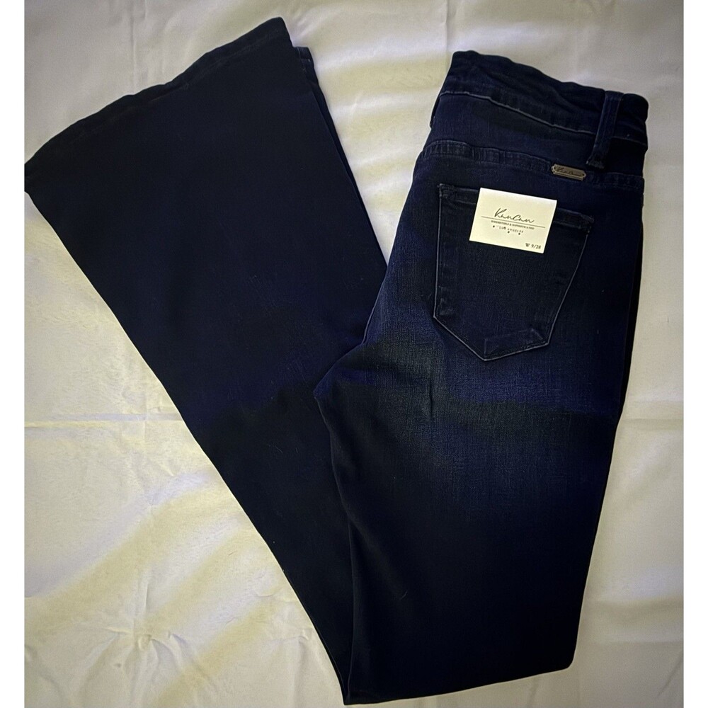 Kancan Jeans Womens Size 9/28  Blue Trisha Mid Rise Flare Dark Wash #KC6102D New